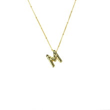 Load image into Gallery viewer, Savvy Bling - Initial Balloon Bubble Gold Necklace: W / GOLD SMOOTH