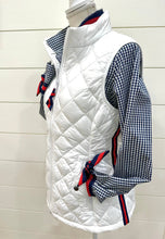 Load image into Gallery viewer, Pearly Vine - Audrey Ribbon FC - Nvy Gingham w/Navy &amp; Red Stripe Ribbon