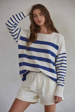 Load image into Gallery viewer, Striped Round Neck Long Sleeve Pullover Sweater Top