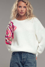 Load image into Gallery viewer, Sequin Floral Fuzzy Knit Sweater
