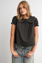 Load image into Gallery viewer, Plaid Peter Pan Collar Puff Sleeve Blouse-BMT8693