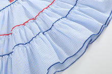 Load image into Gallery viewer, Blue Seersucker USA Flag Layered Sundress