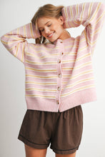 Load image into Gallery viewer, BUTTERMELON - Cozy Stripe Button-Up Cardigan- BMC8594