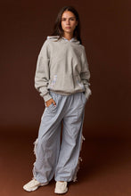 Load image into Gallery viewer, ATHLETIC STRIPED ELASTIC PANTS W/ BOWS - Charcoal