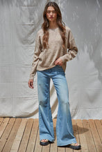 Load image into Gallery viewer, Knit Sweater With Contrast Stitches Detail -Brown