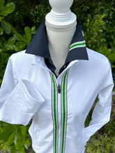 Load image into Gallery viewer, Pearly Vine - Sweet Caroline 3/4 Sleeve - Nvy w/Nvy, Wh &amp; Grn Stripe Rib