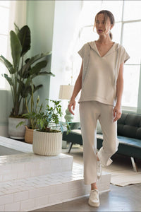Kyle Poncho Top with Sparkles - Beige