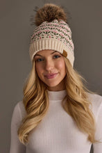 Load image into Gallery viewer, Panache Apparel Co. - Cream &amp; Pink Floral Pattern Pom Hat