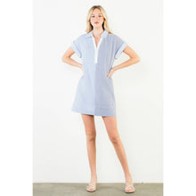 Load image into Gallery viewer, Short Sleeve Split Striped V-Neck Dress