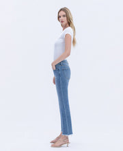 Load image into Gallery viewer, VERVET by FLYING MONKEY - MID RISE MEDIUM WASH RAW HEM CROP STRAIGHT JEANS V2750N
