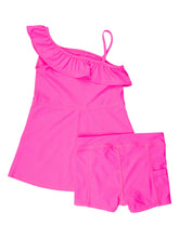 Load image into Gallery viewer, Girls Neon Magenta Active Tennis Dress &amp; Bike Short Set