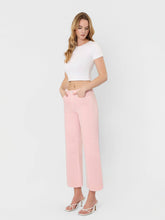 Load image into Gallery viewer, VERVET by FLYING MONKEY - HIGH RISE PALE LILAC COLOR CROP WIDE LEG JEANS T5894PLL