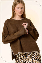 Load image into Gallery viewer, La Miel - JDS3607-Crew Mock Neck Sweater ContrastStitch Halloween Fall