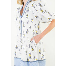 Load image into Gallery viewer, Puff Sleeve Sailboat Pattern Dress
