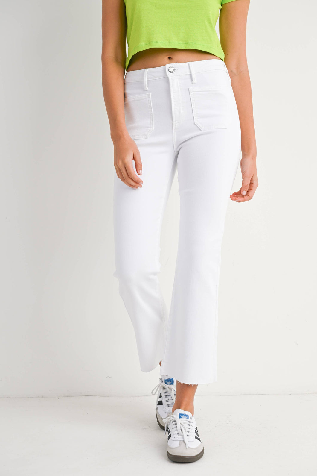 Just Black Denim - BP499J - OPWHT - Patch Pocket Cropped Flare