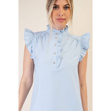 Load image into Gallery viewer, Sleeveless Ruffle Top: Sky