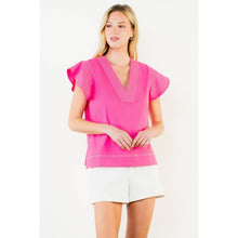 Load image into Gallery viewer, Stitched V-Neck Short Sleeve Top