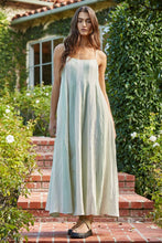 Load image into Gallery viewer, Cotton Gauze Striped Cami Pintuck Midi Dress
