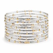 Load image into Gallery viewer, Lenny &amp; Eva - Confetti Beaded Bangle-Silver, Adjustable  Bracelets