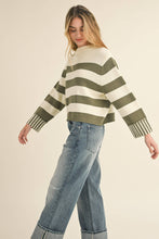 Load image into Gallery viewer, Olive Striped Sweater Top