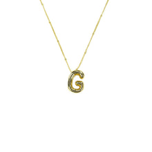 Load image into Gallery viewer, Savvy Bling - Initial Balloon Bubble Gold Necklace: W / GOLD SMOOTH