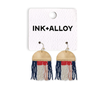 Load image into Gallery viewer, INK + ALLOY - Birdie Abstract Beaded Fringe Earrings Navy Wholesale
