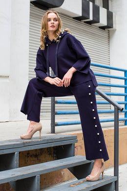 Francine French Scuba Pearl Hoodie - Navy