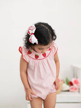 Load image into Gallery viewer, Baby Girls Strawberry Plaid Smocked Romper