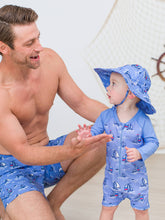 Load image into Gallery viewer, Baby Boys Blue Seas the Day Long Sleeve One Piece Rash Guard