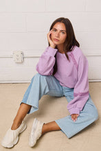 Load image into Gallery viewer, Lace Trim Cutout Sweatshirt - Lavender