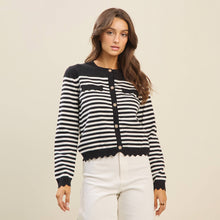 Load image into Gallery viewer, Scalloped Stripe Cardigan