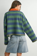 Load image into Gallery viewer, BUTTERMELON - Striped Quarter-Zip Contrast Collar Sweatshirt - BMT7974