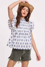 Load image into Gallery viewer, Floral Cluster Ruffle Blouse - White