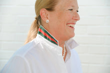 Load image into Gallery viewer, Audrey Ribbon FC - White w Green &amp; Red Stripe Ribbon