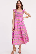 Load image into Gallery viewer, Floral Clusters Smocked Midi Dress - Pink