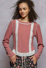 Load image into Gallery viewer, Long sleeve solid raw edge eyelet patch rib knit top