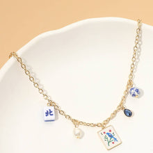 Load image into Gallery viewer, Sensibling Corp. - Mahjong Tile Pearl Stone Charm Necklace