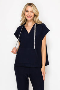 Kyle Poncho Top with Sparkles - Beige
