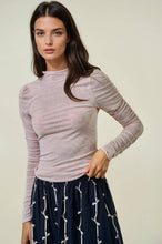 Load image into Gallery viewer, Semi Sheer Mock Neck Long Sleeve Tee