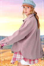Load image into Gallery viewer, La Miel - JKT1775-Lightweight Solid Raw Edge Button Down Jacket
