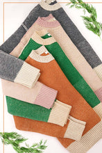 Load image into Gallery viewer, La Miel - MCS3556-Loose Fit Color Block Round Neck Sweater Fall