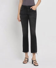 Load image into Gallery viewer, FLYING MONKEY - MID RISE RAW DISTRESSED HEM CROP FLARE JEANS F5300