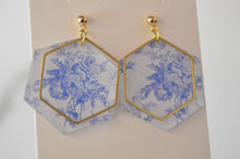 Load image into Gallery viewer, The Adorned Fox - Blue Chinoiserie Earrings, Drop Earrings, Dangle Earrings, S