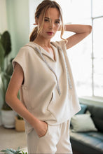 Load image into Gallery viewer, Kyle Poncho Top with Sparkles - Beige